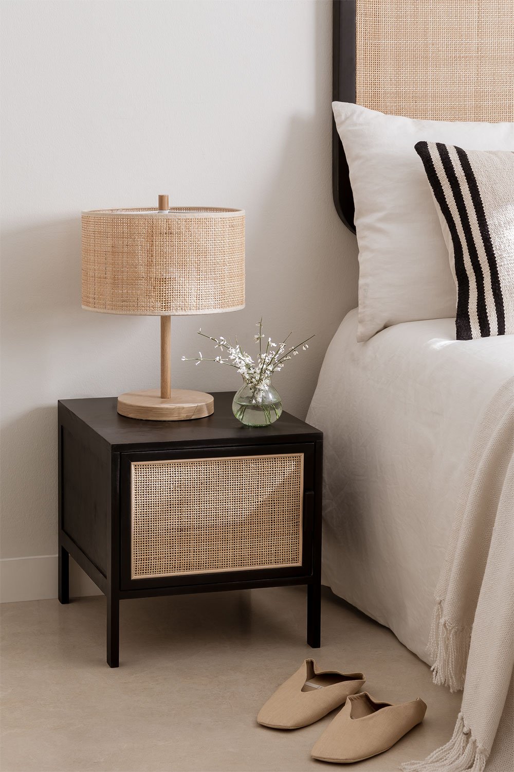 Wood and deals rattan nightstand