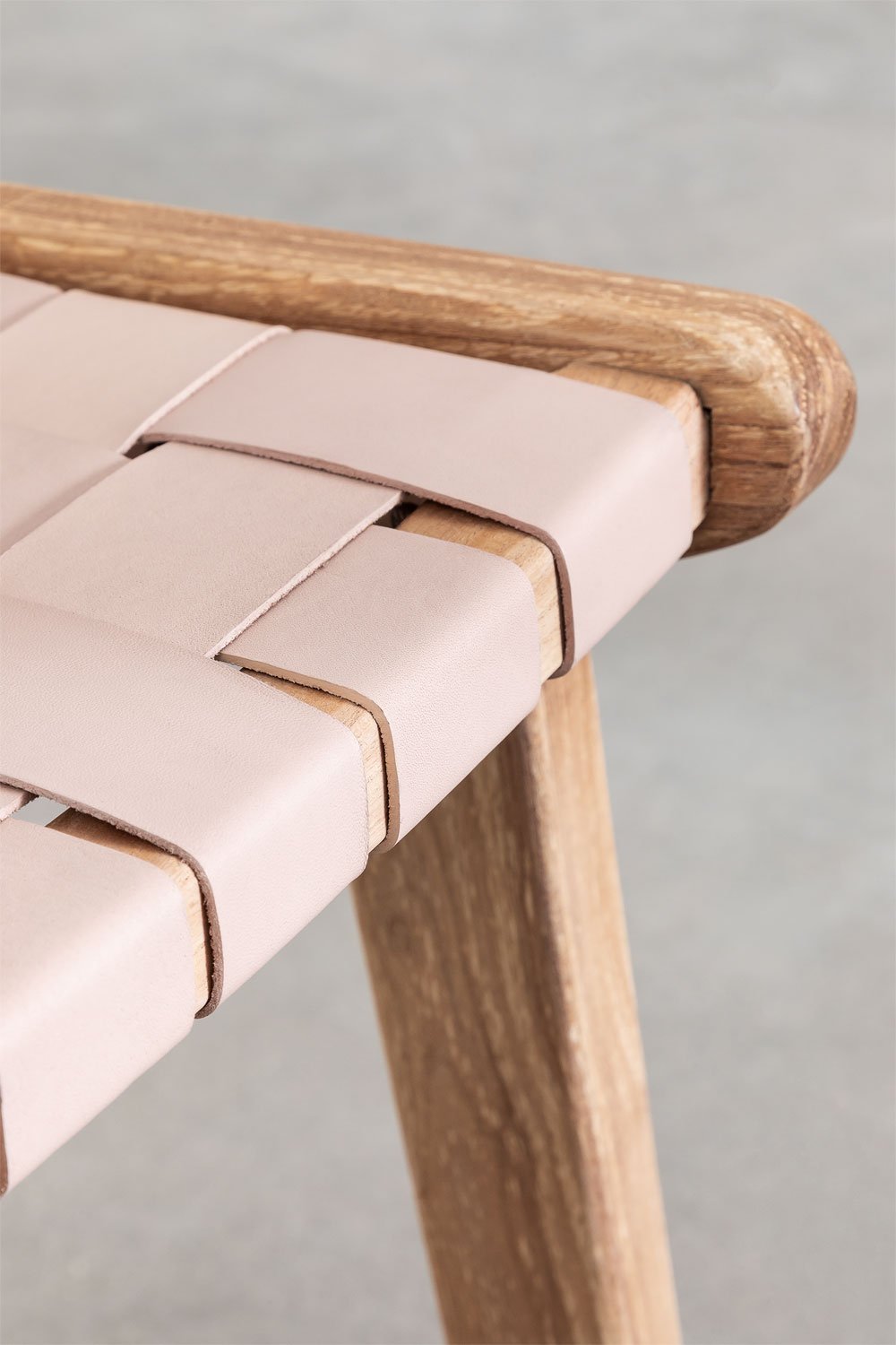 High stool 60 cm in wood and leather Zaid, gallery image 5