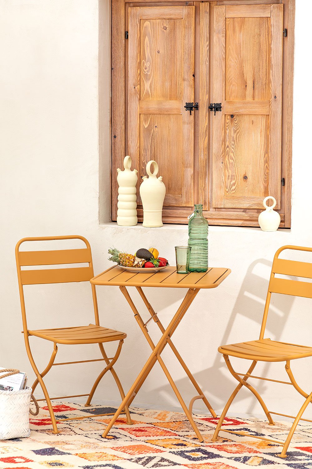 Table Set 60x60 cm and 2 Folding Garden Chairs Janti SKLUM