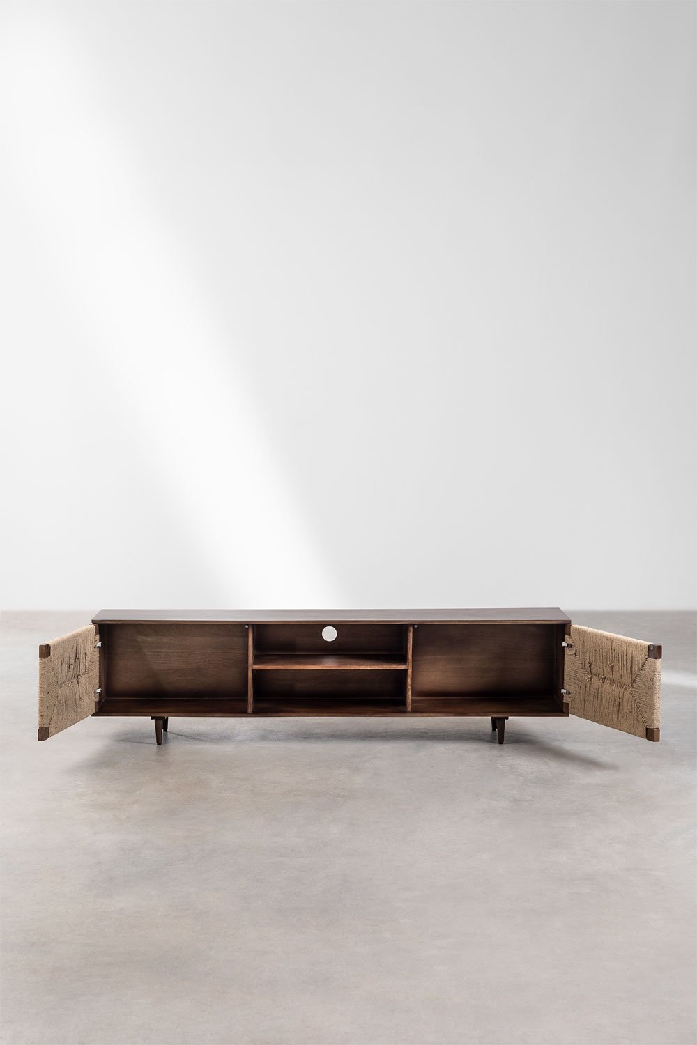Evans 200x40 cm TV unit in mango wood and jute, gallery image 6