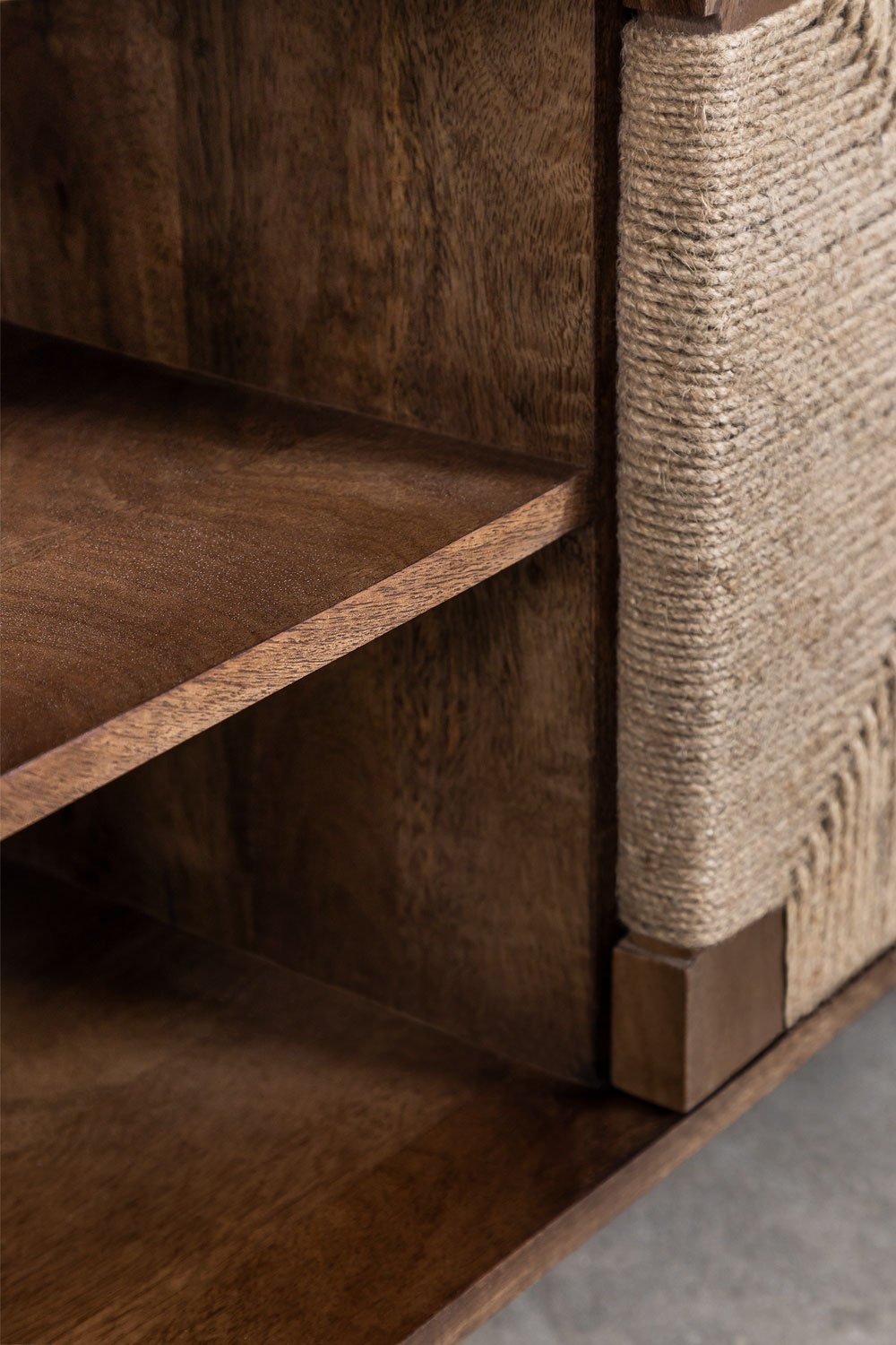 Evans 200x40 cm TV unit in mango wood and jute, gallery image 8