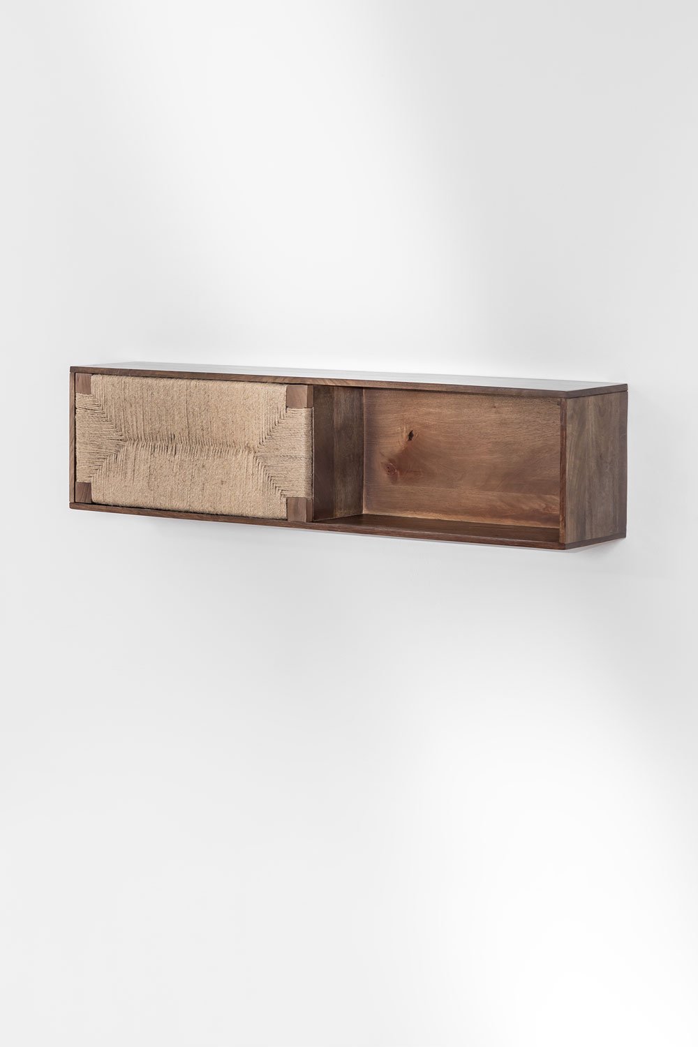 Evans mango wood and jute wall shelf     , gallery image 2