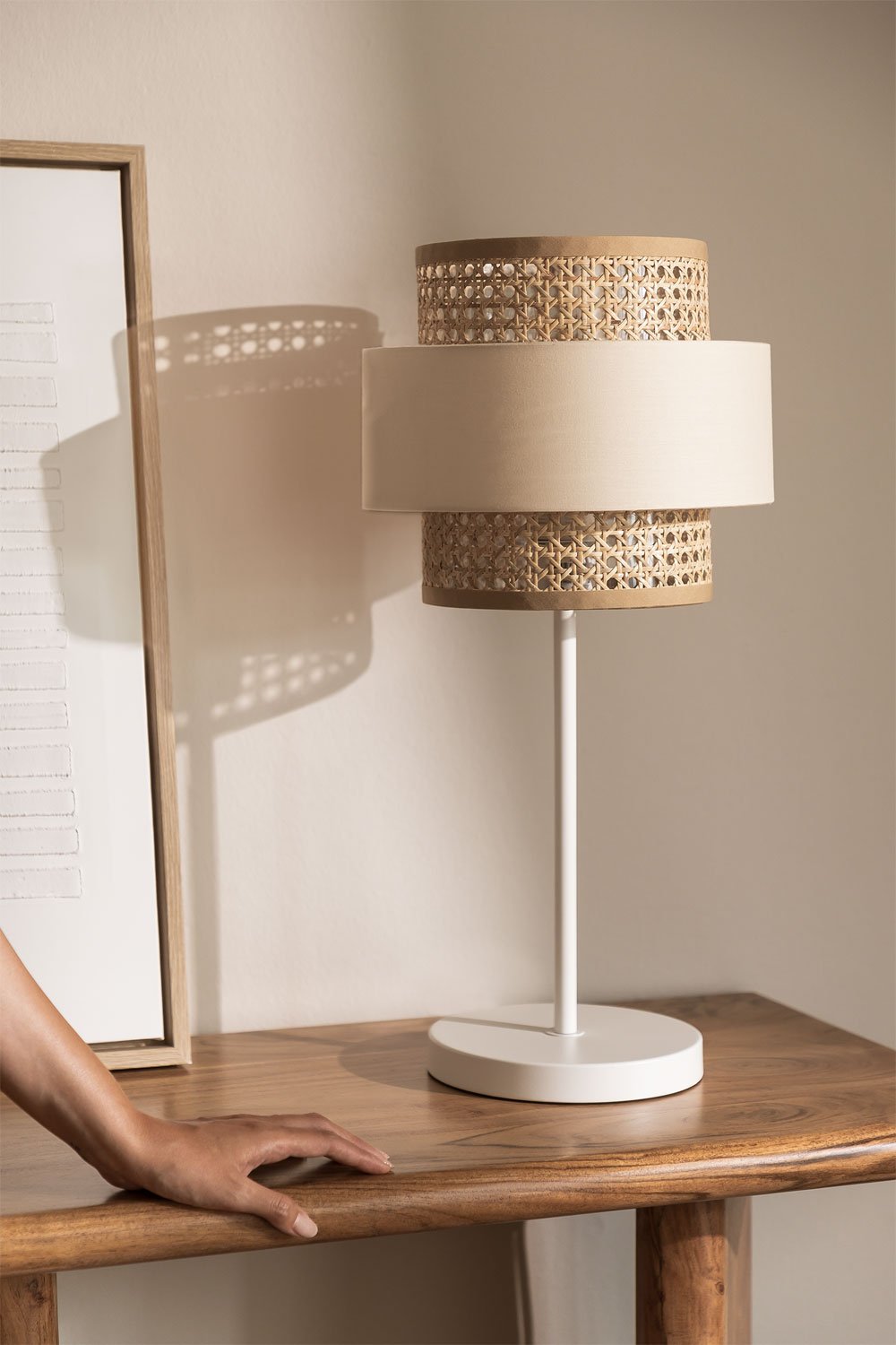 Bedside deals lamps rattan