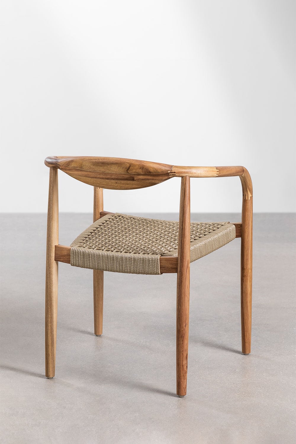 Pack of 2 garden chairs in acacia wood and braided rope Mallory, gallery image 5