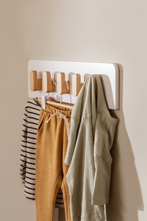 Tom Kids wall coat rack in MDF and pine wood