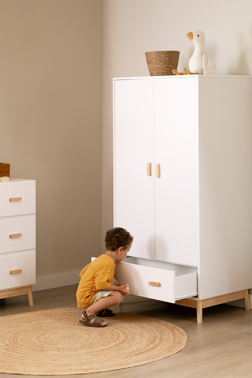 Kids wardrobe and store chest of drawers