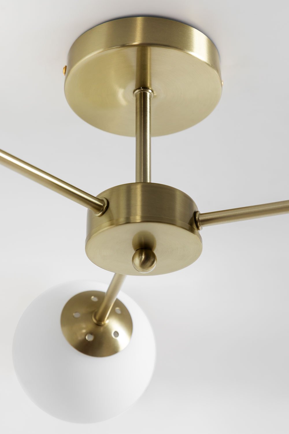 Iron ceiling lamp with 3 Uvol glass balls, gallery image 4