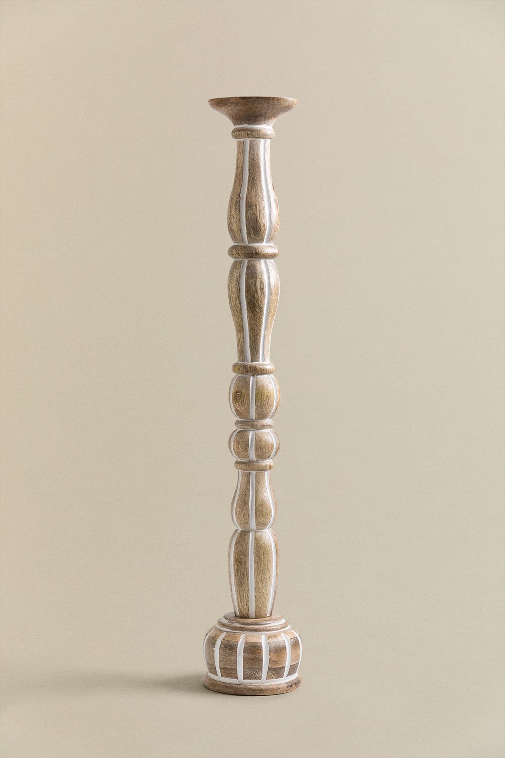 Candlestick in mango wood Trevelyn, gallery image 2