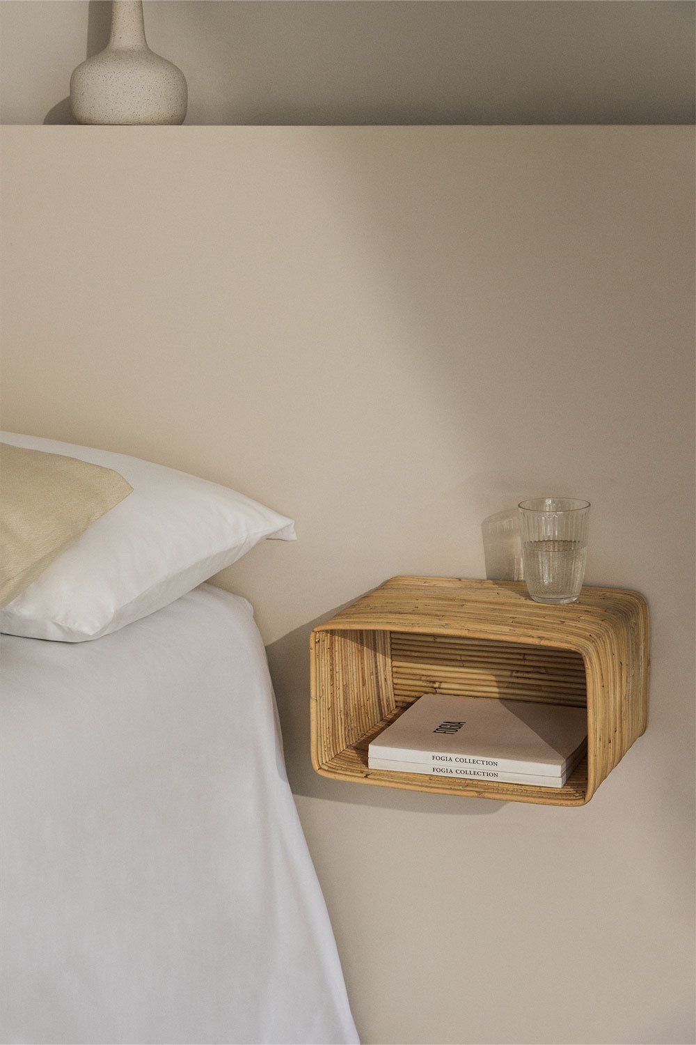 Feyrat rattan floating bedside table, gallery image 1