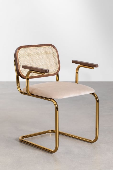 Dining Chair with Armrests Tento Gold Vintage