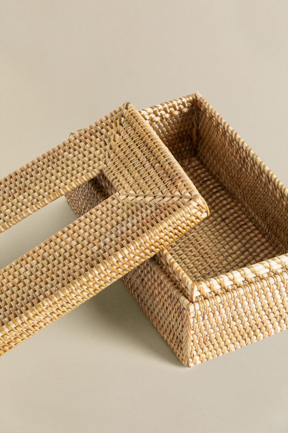 Rattan Hand-Woven Tissue Box Cover - Brown