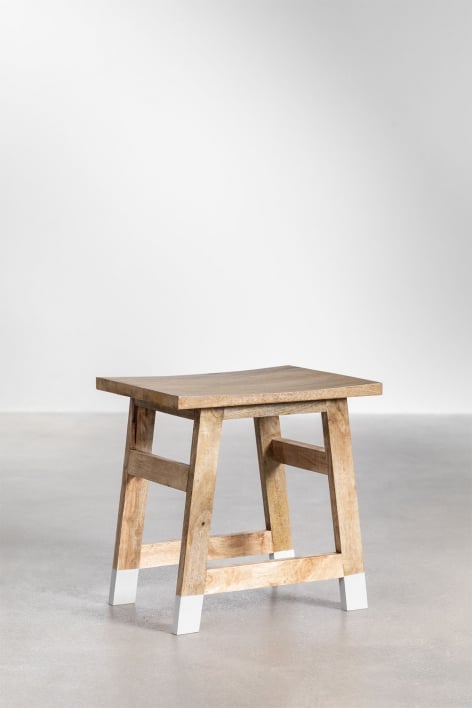 White Mango Wood Low Stool Pid