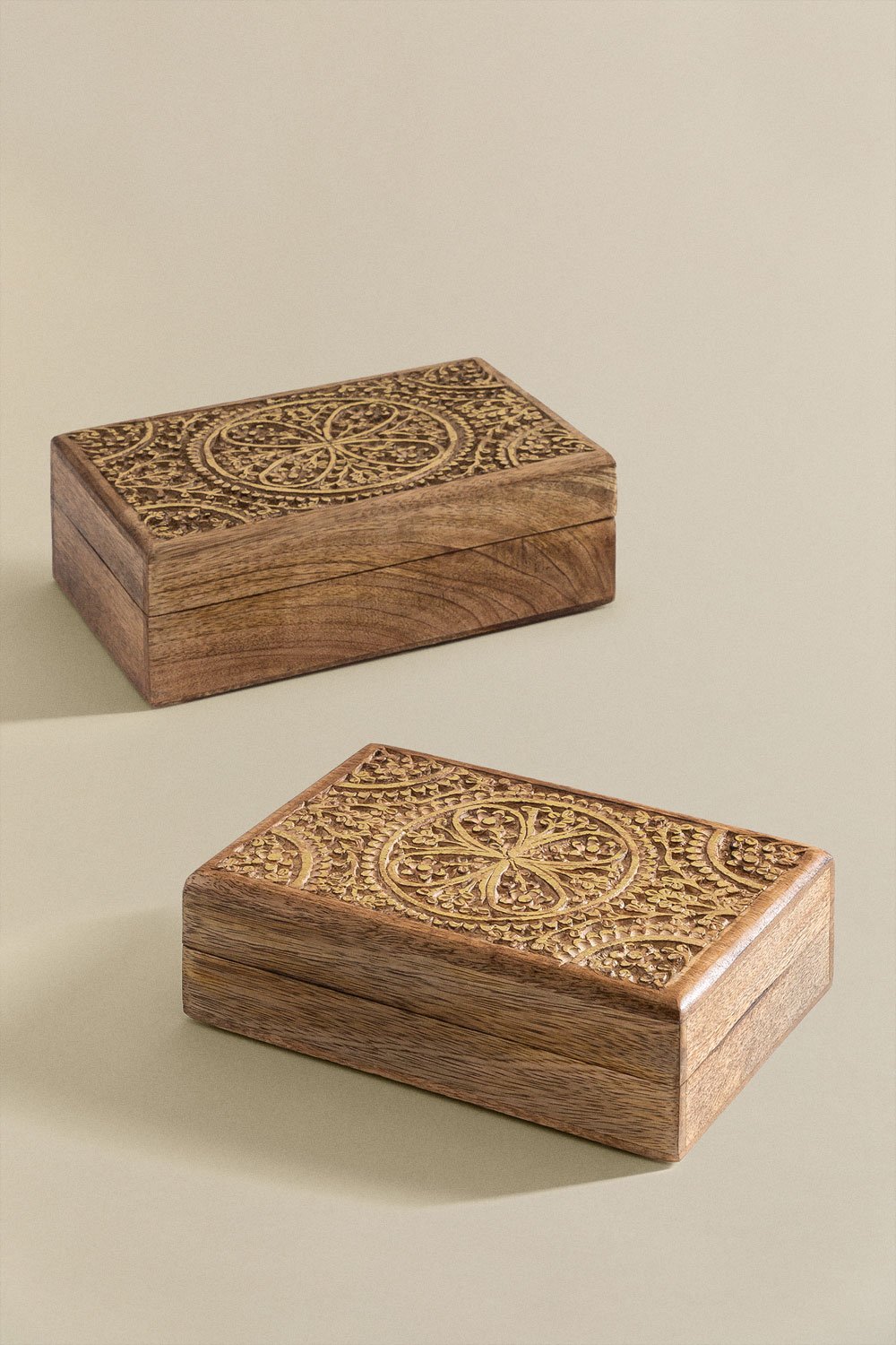 Set of 2 Nanup mango wood organizing boxes      , gallery image 2