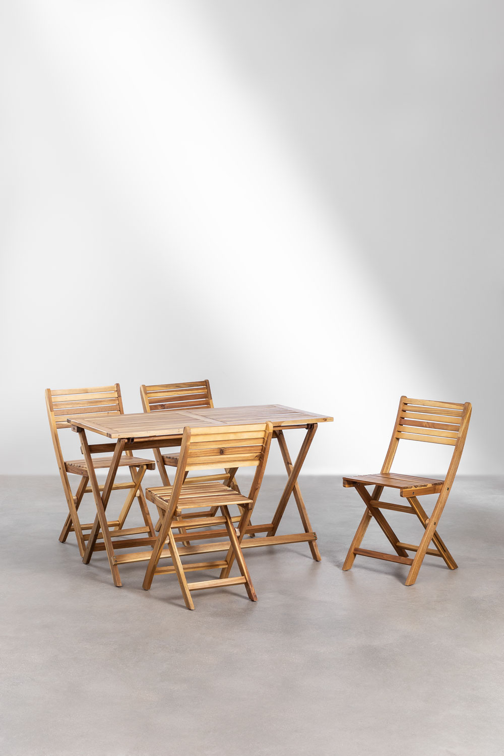 Acacia folding table discount and chair set