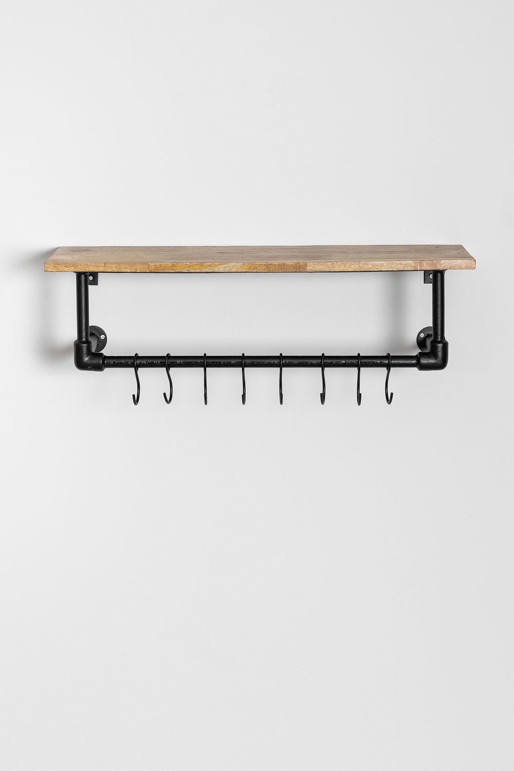 Wall Coat Rack with Mango Wood and Steel Shelf Jensin         , gallery image 2