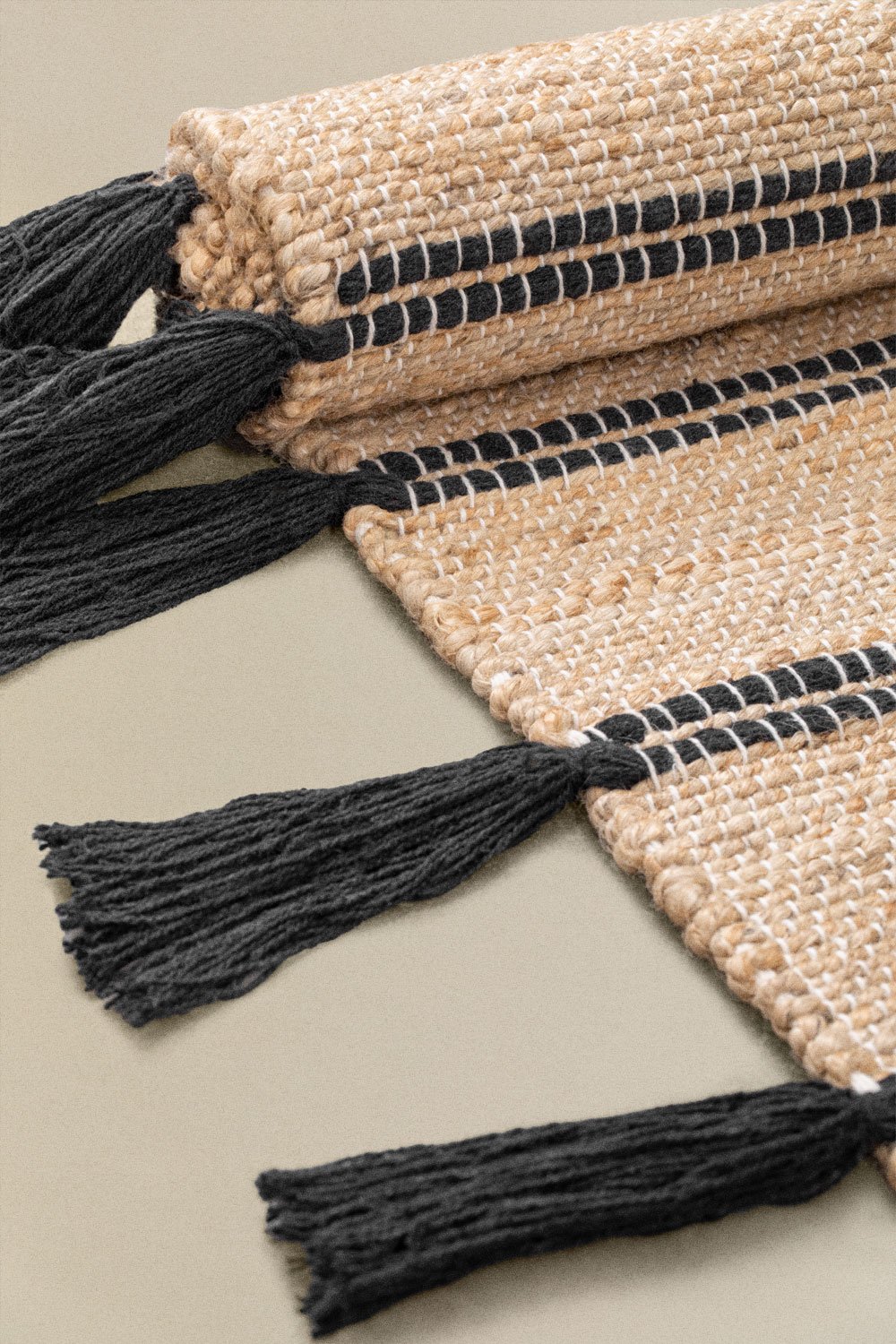 Rectangular rug 185x230 cm in jute and fabric Plamena, gallery image 2