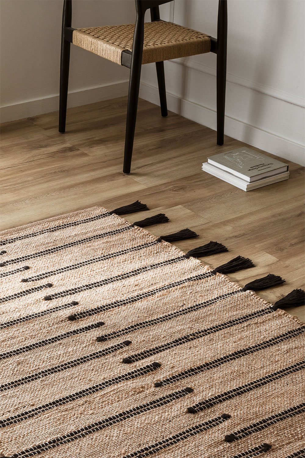 Rectangular rug 225x300 cm in jute and fabric Plamena, gallery image 1