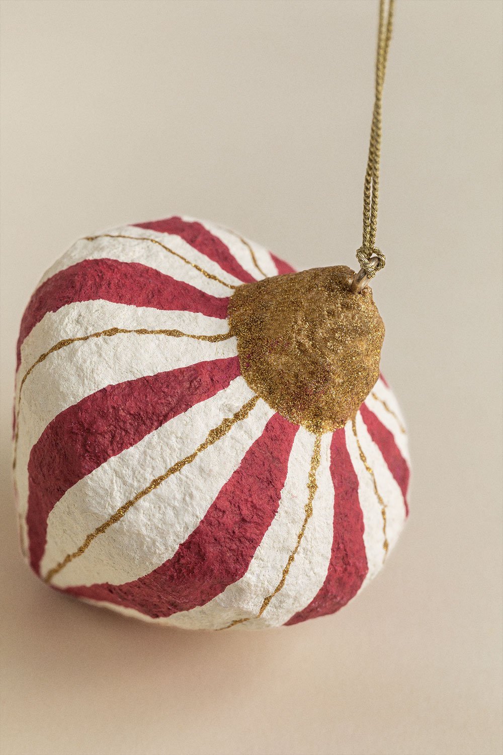 Set of 3 handmade Christmas ornaments in papier-mâché Grisen, gallery image 4