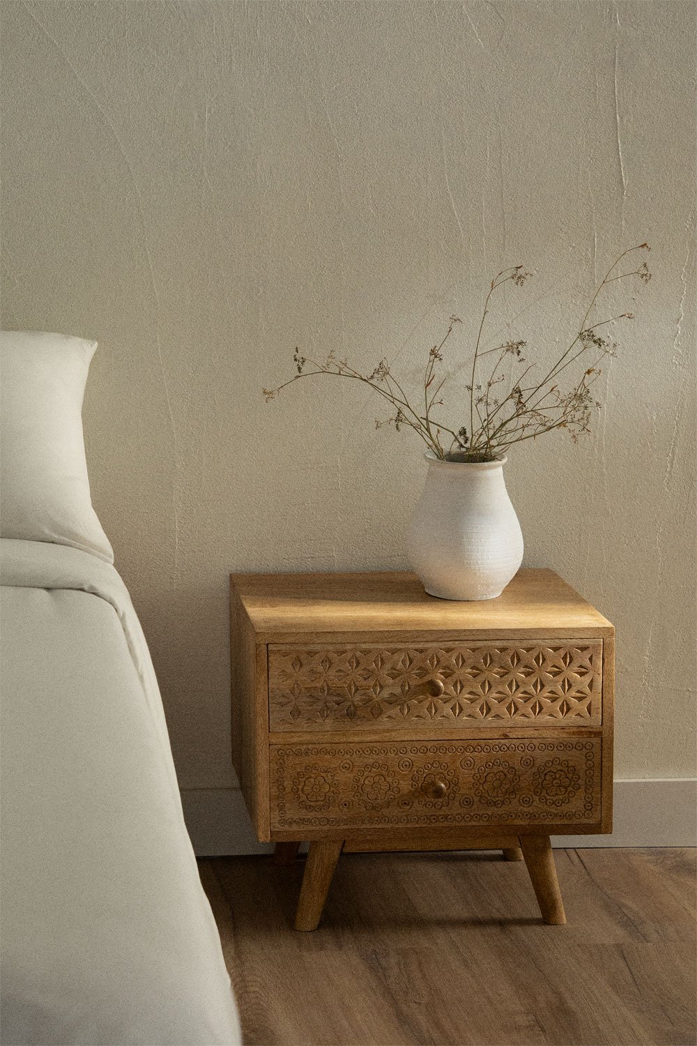 Mango Wood Bedside Table Atsana Style, gallery image 1