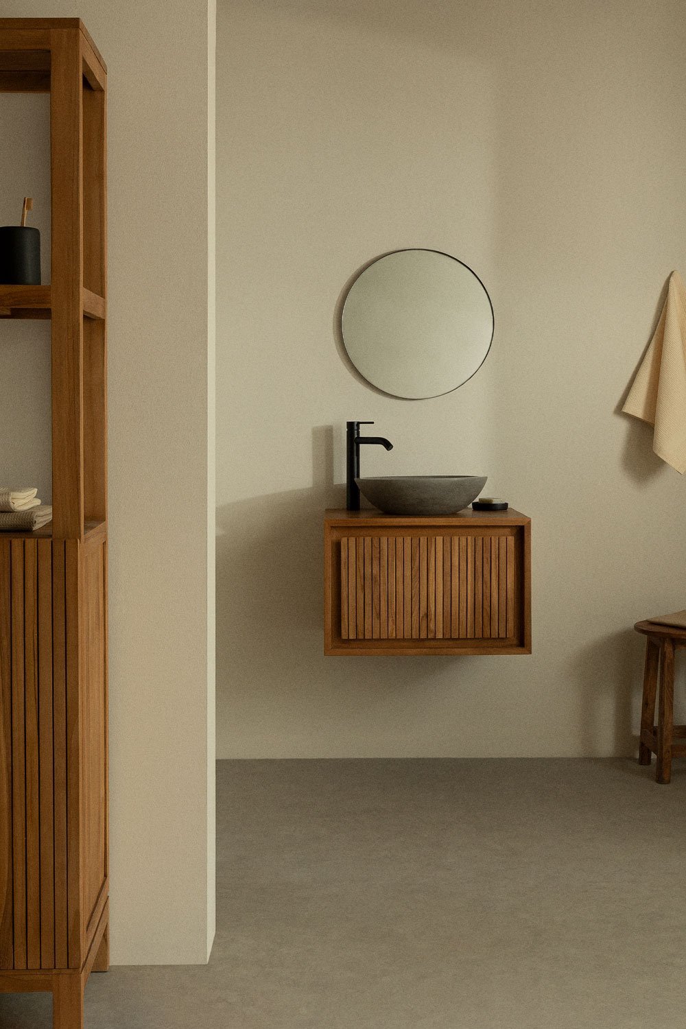 Melvil teak wall-mounted bathroom cabinet, gallery image 1