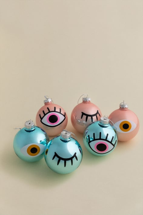 Set of 6 Christmas Ornaments Eyes