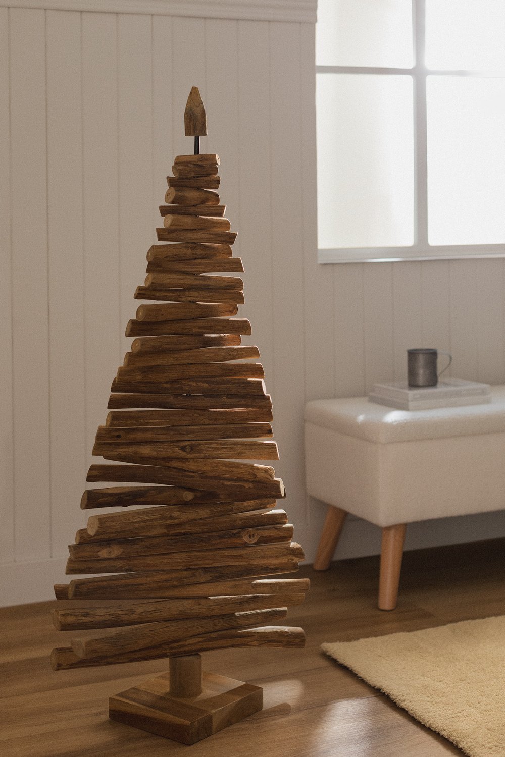 Teak Wood Christmas Tree JINGLE, gallery image 1