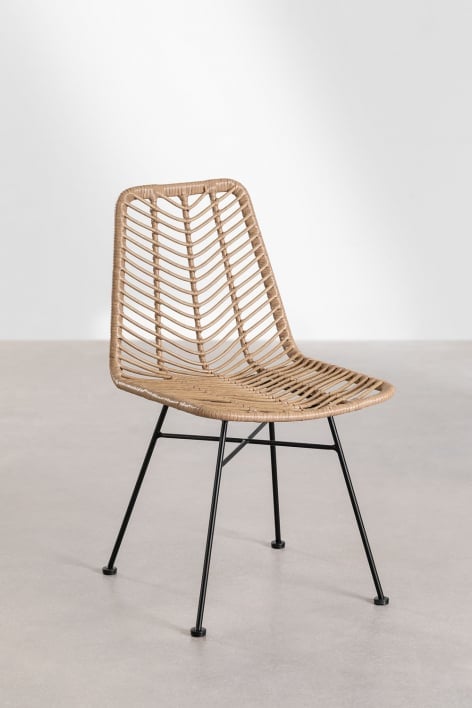 Pack of 2 Dining Chairs in Natural Synthetic Rattan Gouda