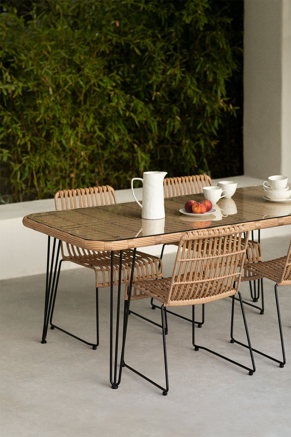 Rectangular Garden Table in Synthetic Wicker (180x90 cm) Leribert, gallery image 1