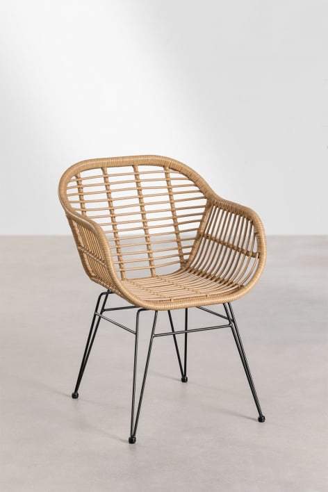 Pack of 4 Garden Chairs in Synthetic Rattan Zole