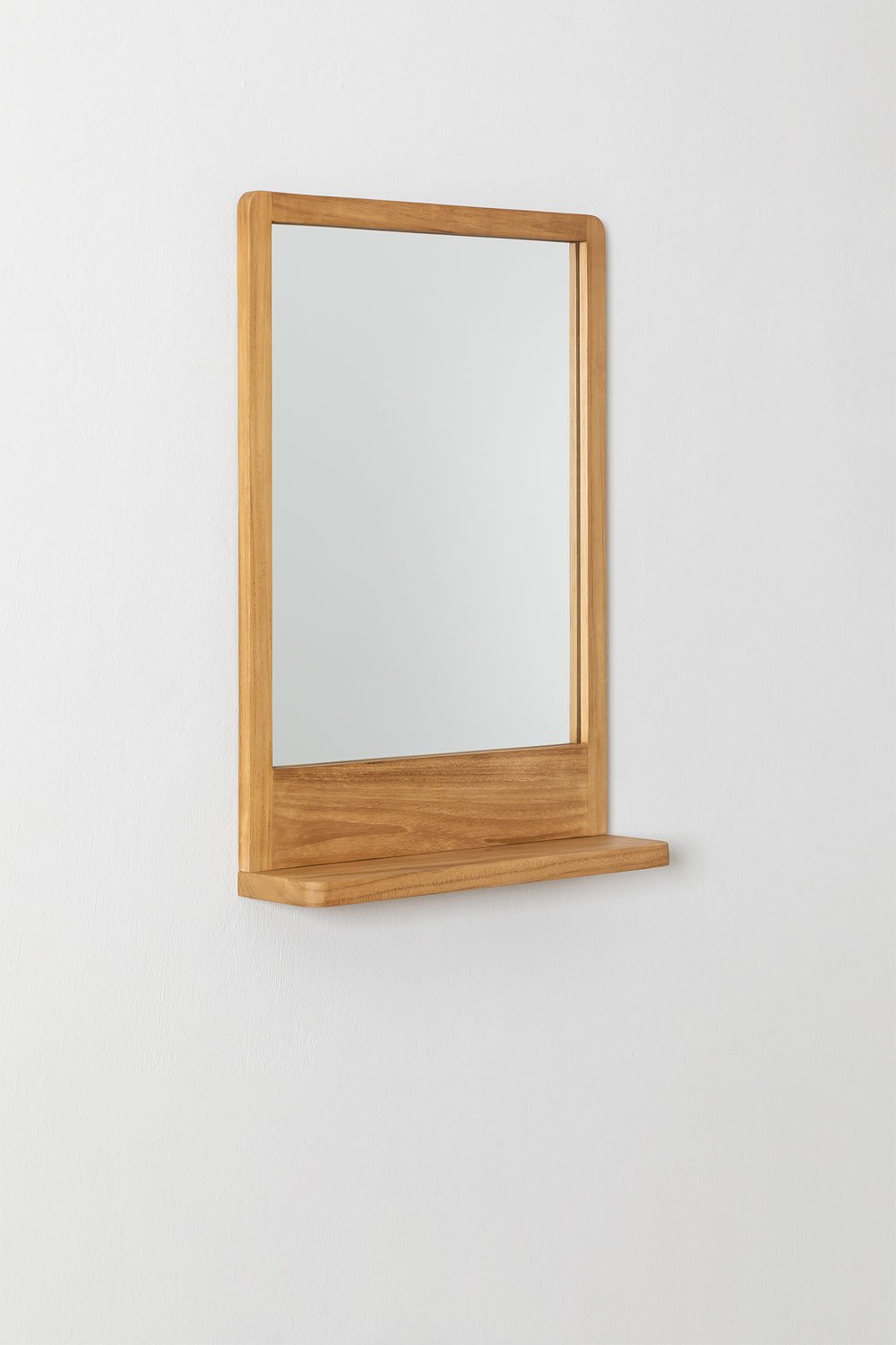 Wall Mirror with Shelf in Teak Wood (50x70 cm) Mazure SKLUM