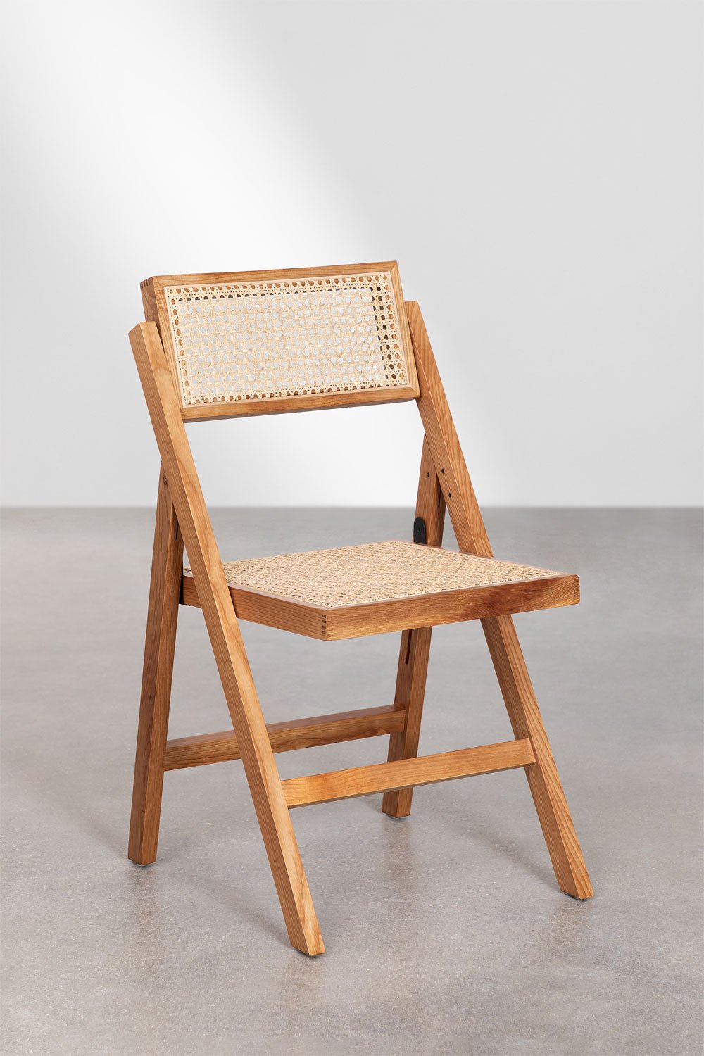 Dallas ash wood and rattan folding dining chair, gallery image 2