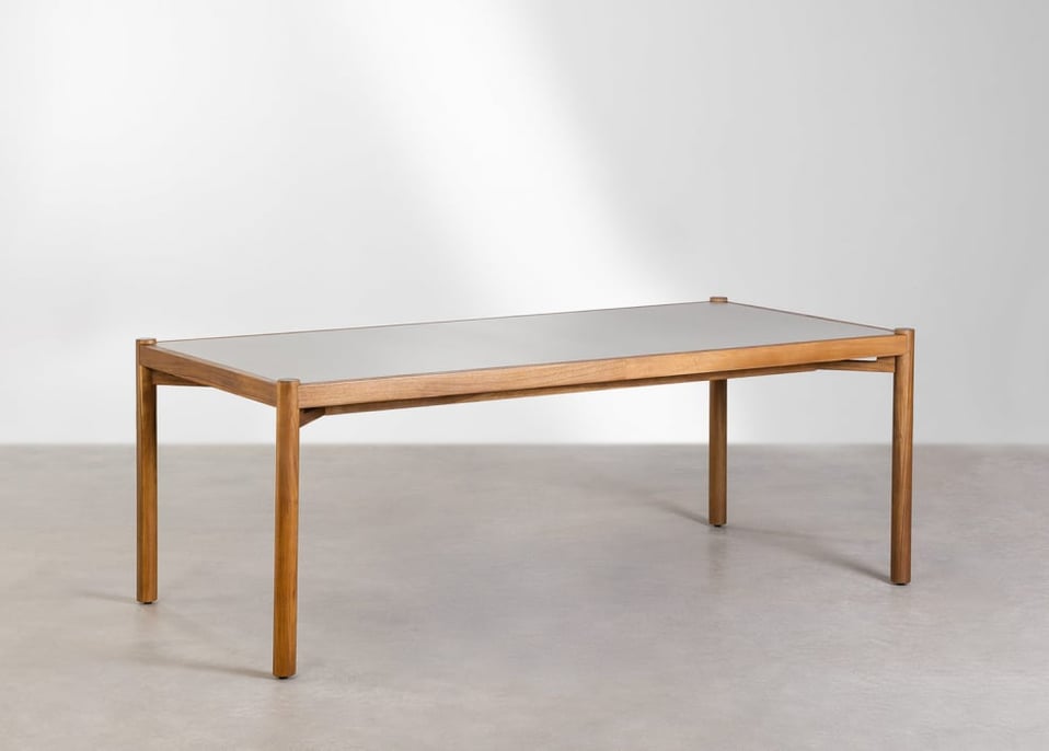 Gamila rectangular acacia wood & cement dining table (210x100 cm)