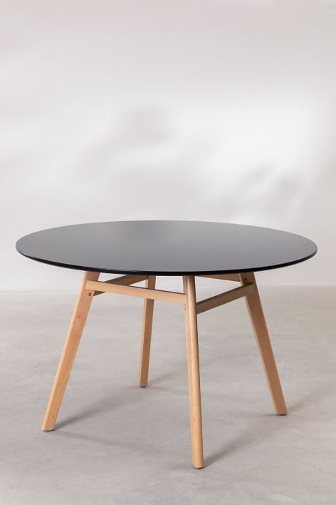 Round Dining Table in MDF and Beech Wood Scand Nordic