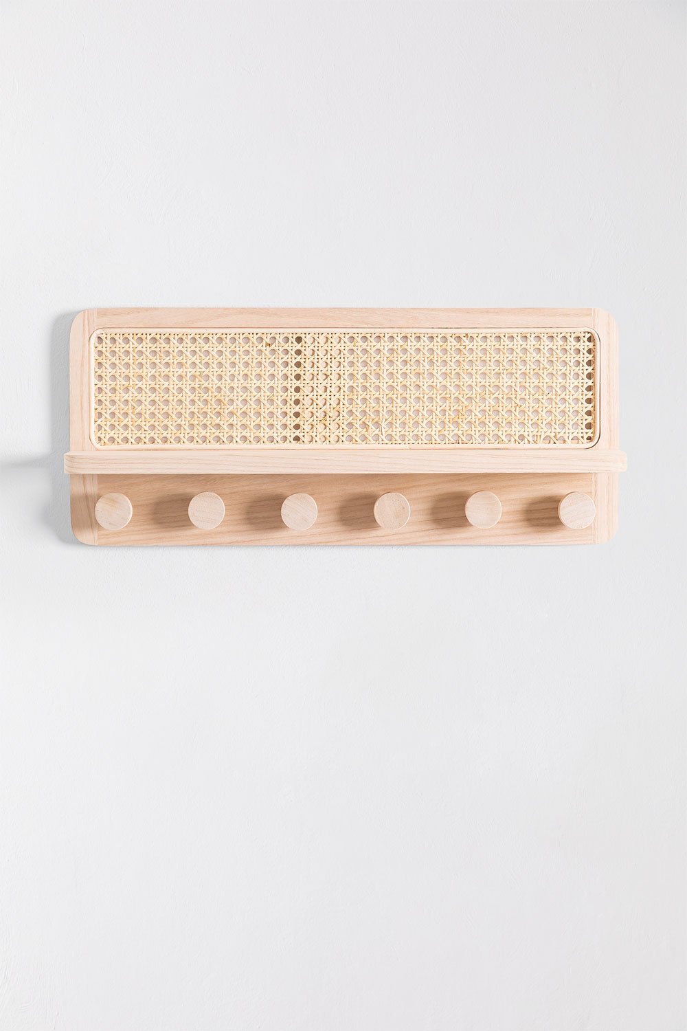 Rattan & Wood Coat Rack with Shelf Riley , gallery image 3