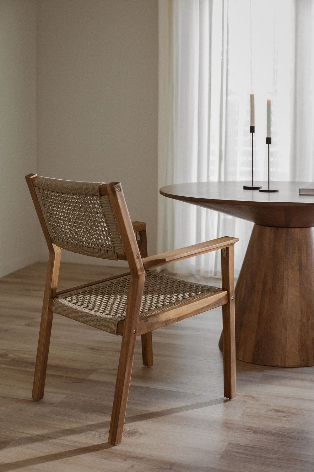 Tenay Square wooden dining chair with armrests, gallery image 1