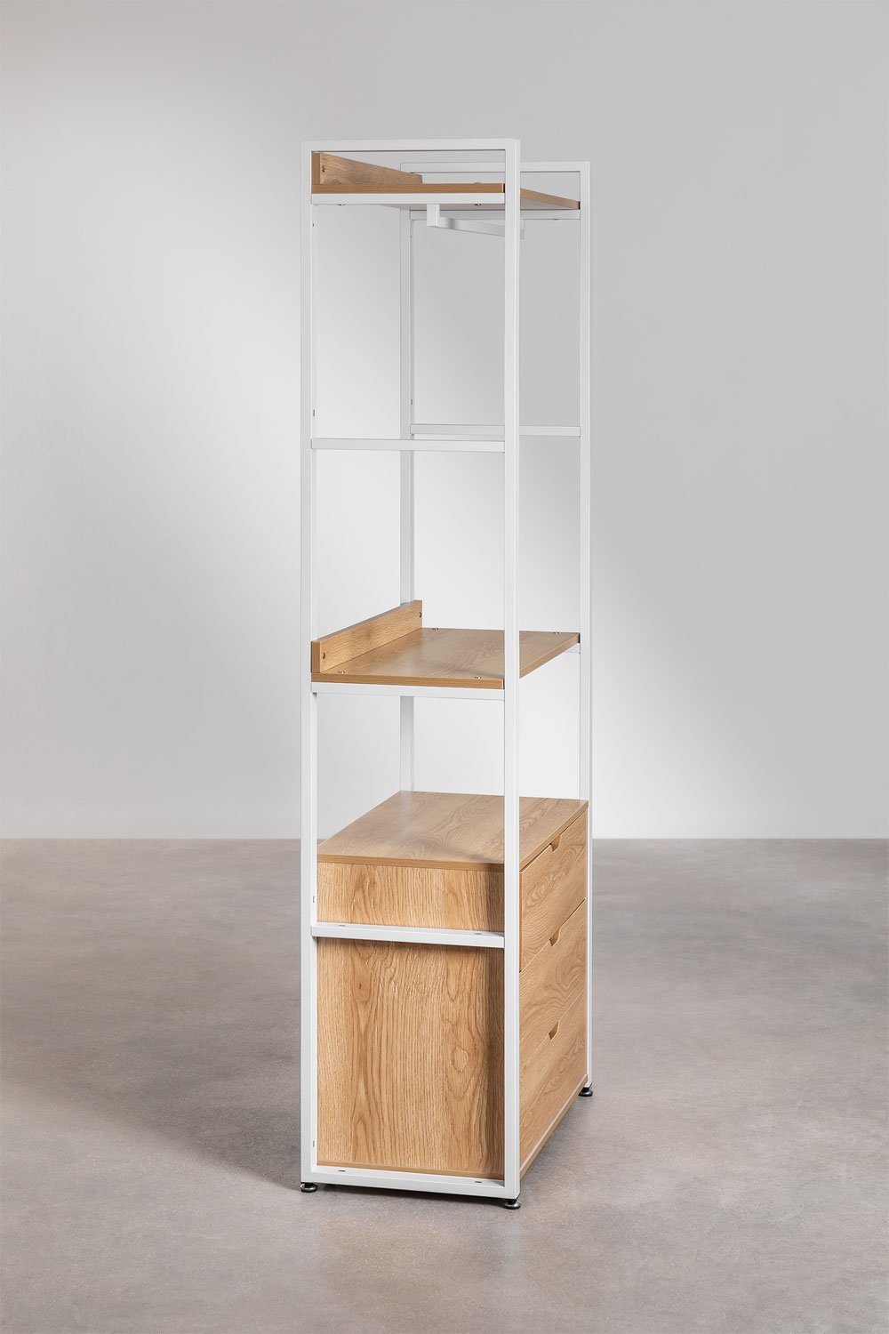 Open wardrobe with steel and MDF drawers Ariaster, gallery image 4