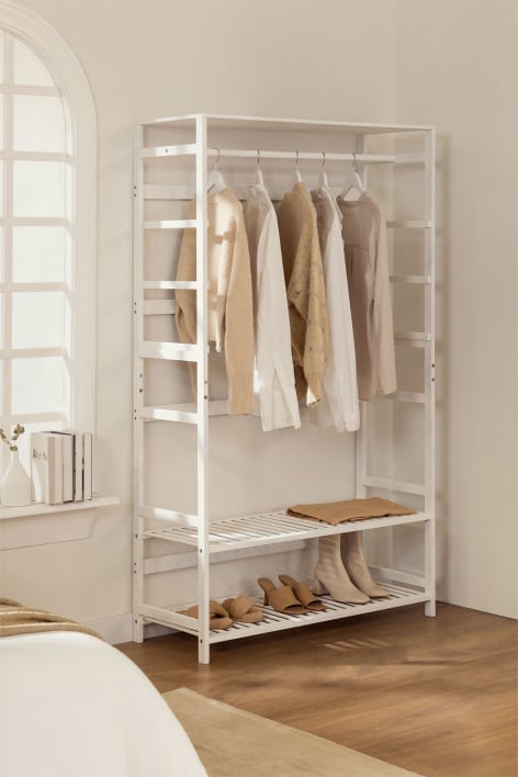 Krauford Bamboo Wood Open Wardrobe - White Wood