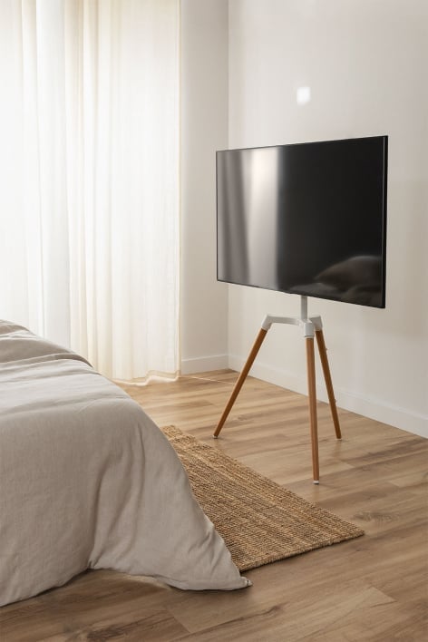 Rouben steel and wood TV tripod floor stand