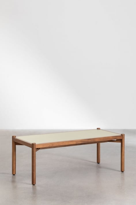Coffee Table in Cement and Acacia Wood Gamila - Tapioca Beige