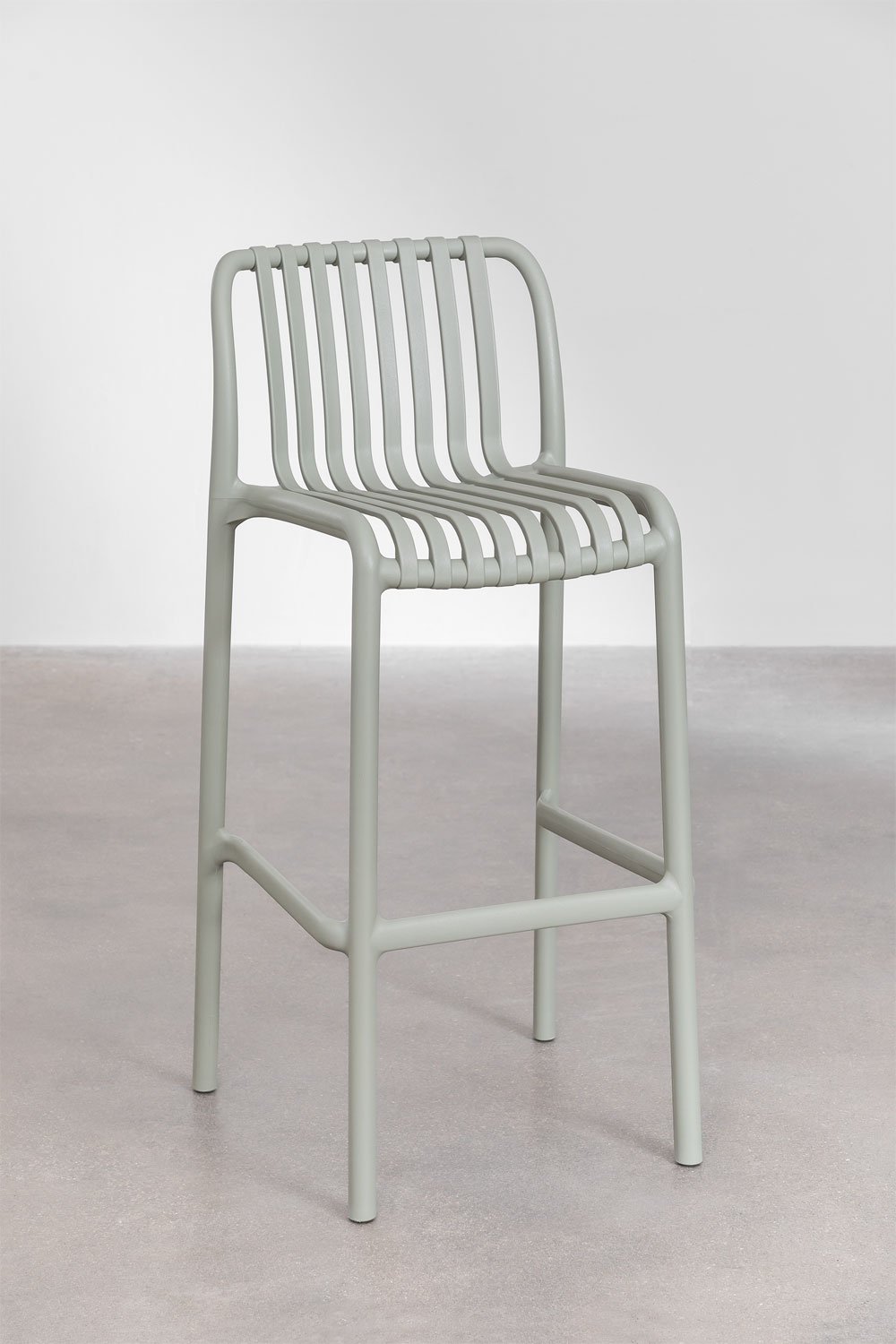 Garden high stool 75 cm stackable in polypropylene khaki green Wendell, gallery image 1