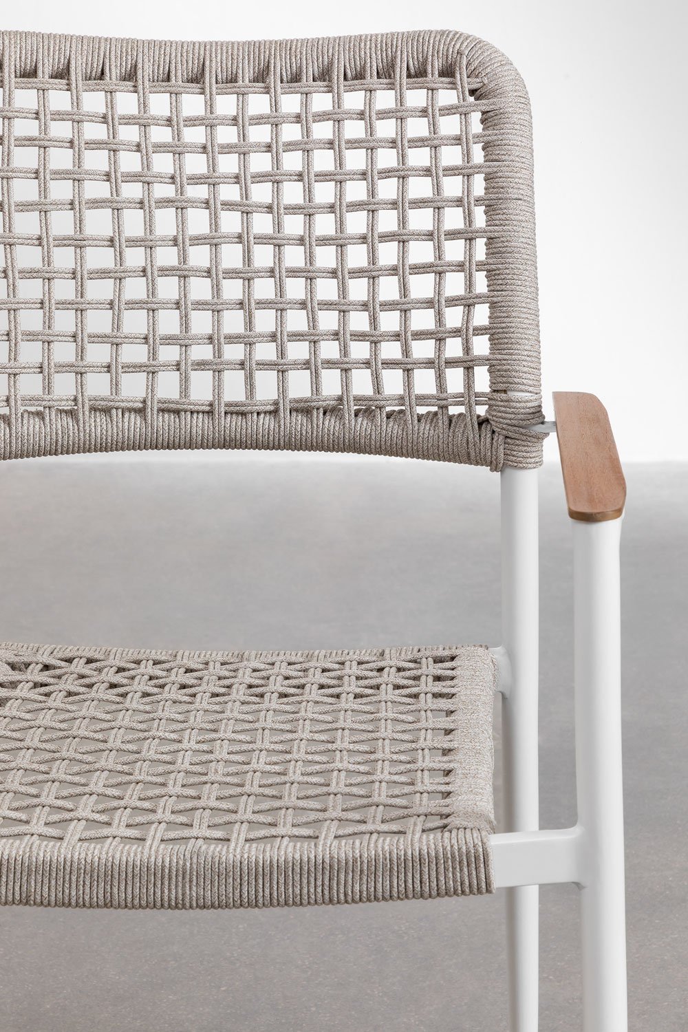 Nediam stackable garden chairs set of 2 with armrests in aluminum and braided rope, gallery image 6