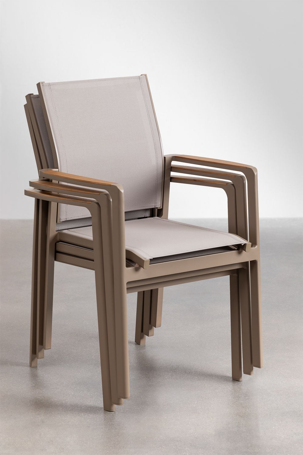 Pack of 2 Stackable Garden Chairs with Armrests in Elvira Aluminum, gallery image 8