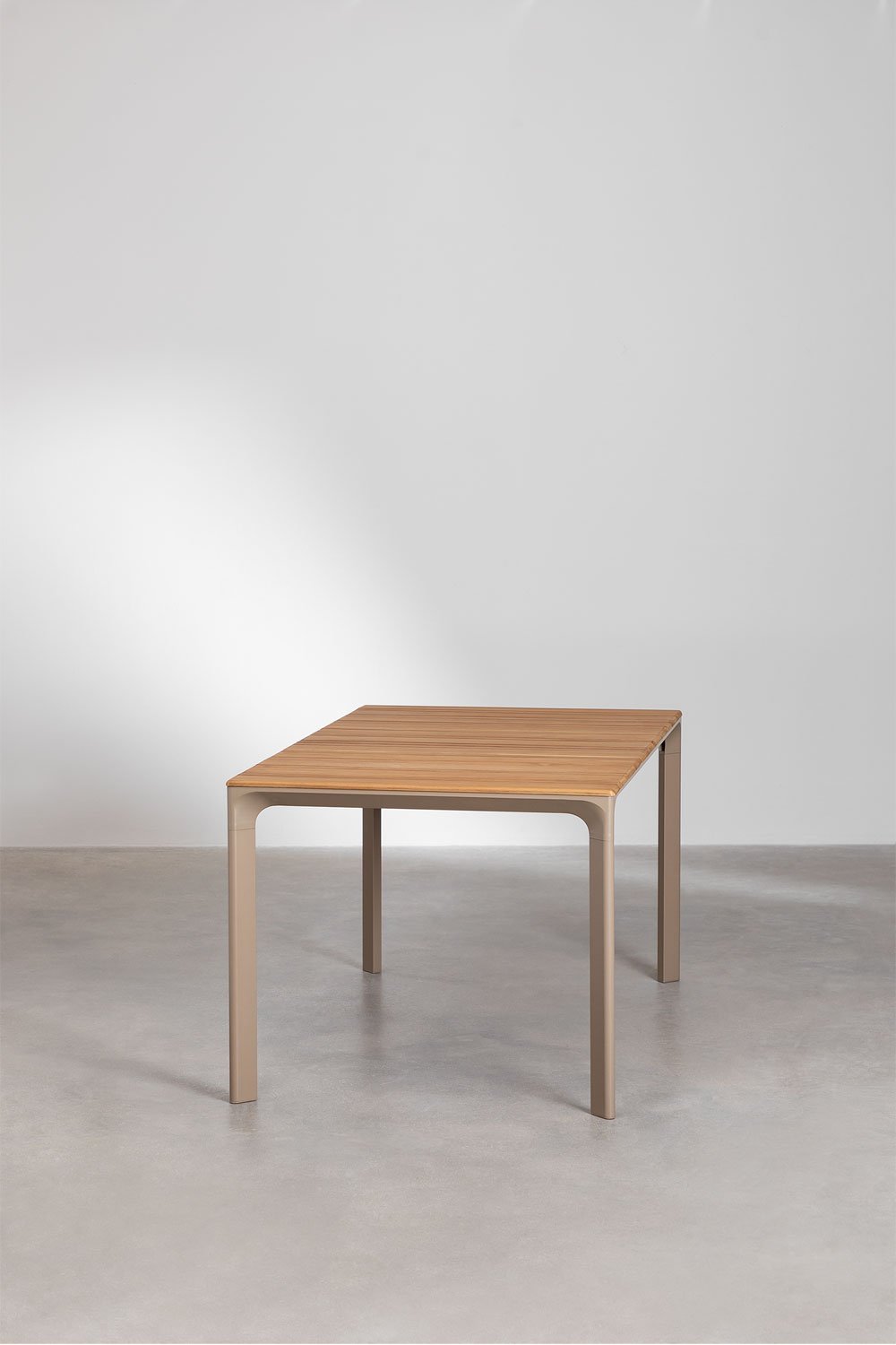 Rectangular garden table 160x90 cm in aluminum and teak wood Katiana, gallery image 3