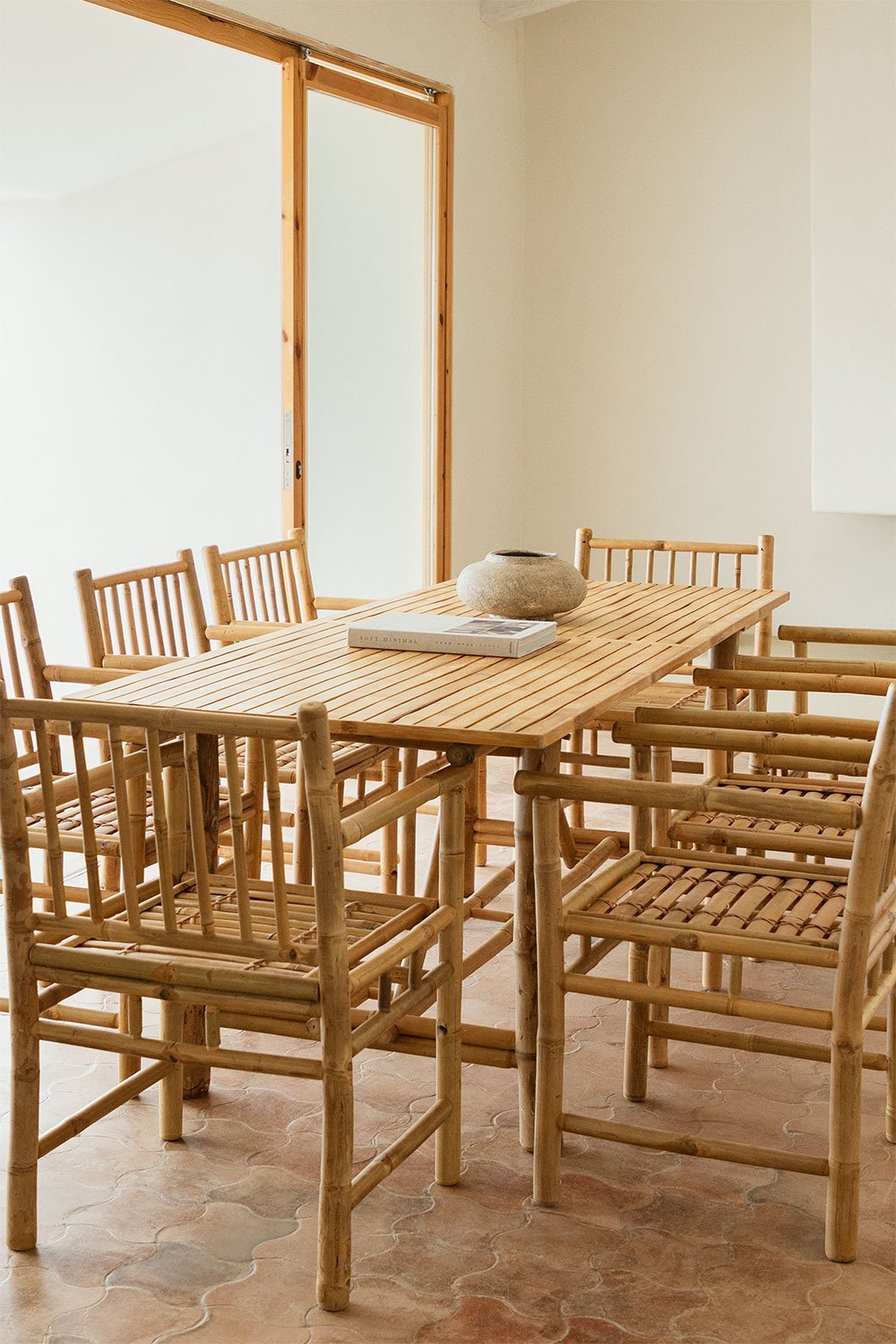 Senia Rectangular Bamboo Dining Table, gallery image 1