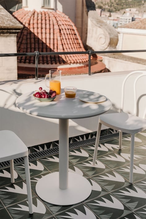 Round garden table Ø70 cm in metal Mizzi - Gardenia White