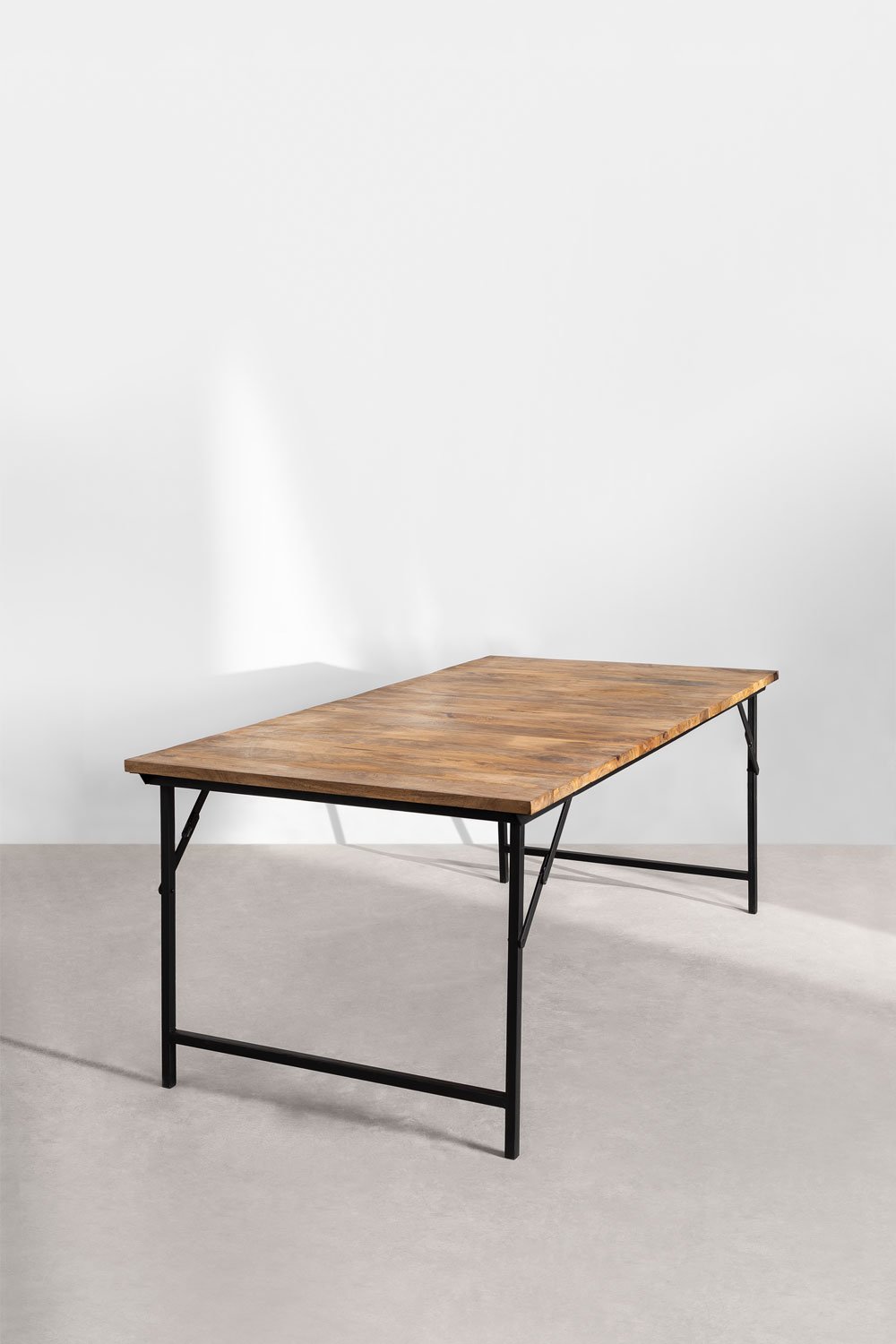 Rectangular folding dining table in mango wood and metal (200x100 cm) Fer, gallery image 2