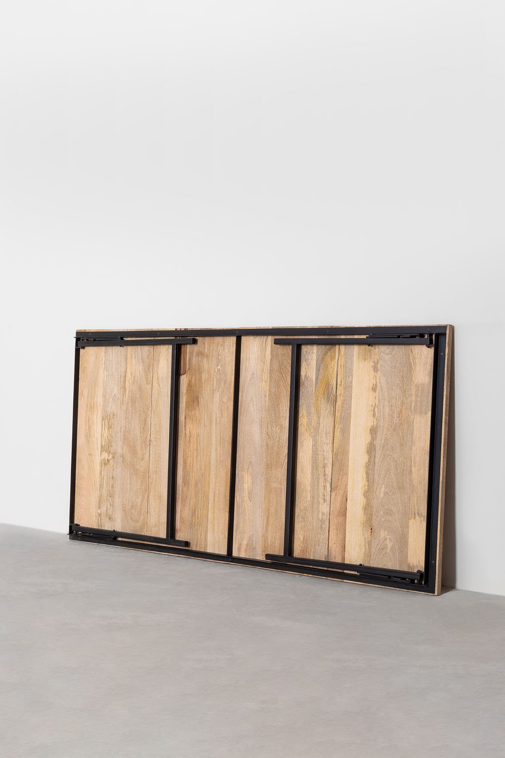 Rectangular dining table 200x100 cm foldable in mango wood and Fer iron, gallery image 4