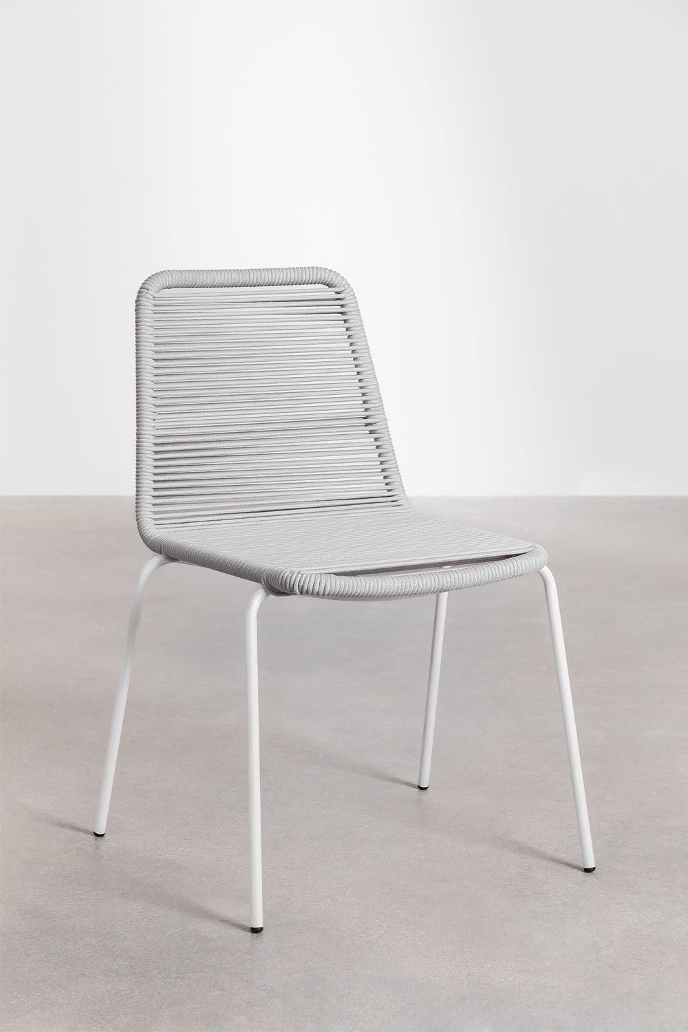 Set of 2 stackable dining chairs in iron and braided rope Mileyd, gallery image 2