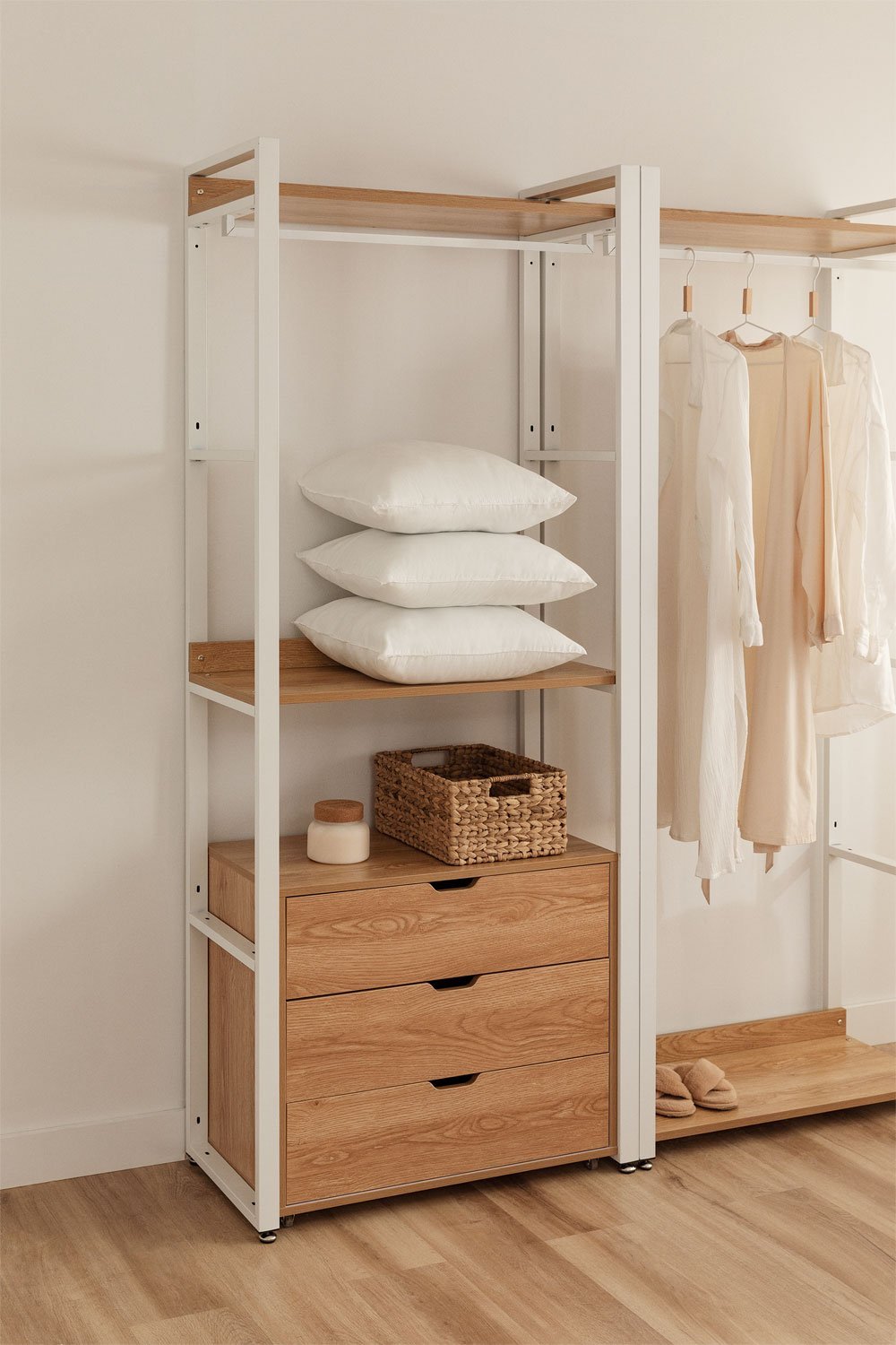 Open Wardrobe with Drawers in Steel and Wood Ariaster, gallery image 1