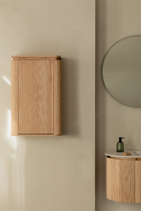 Carsone Wooden Bathroom Wall Cabinet - Brown Natural Wood